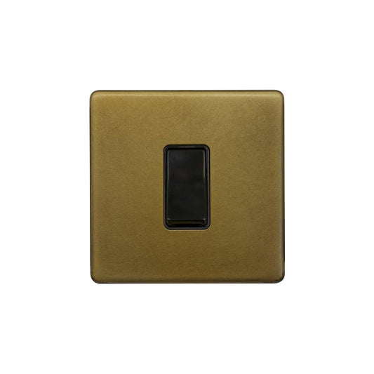 The Belgravia Collection Old Brass 45A 1 Gang Double Pole Switch, Single Plate
