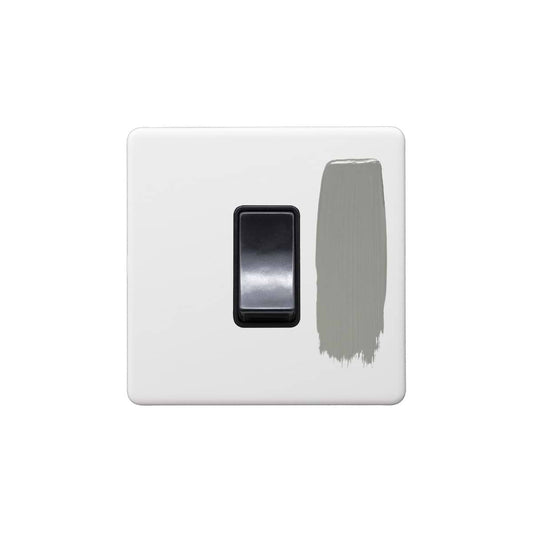 Soho Lighting Primed Paintable 45A 1 Gang Double Pole Switch Single Plate with Black Switch.