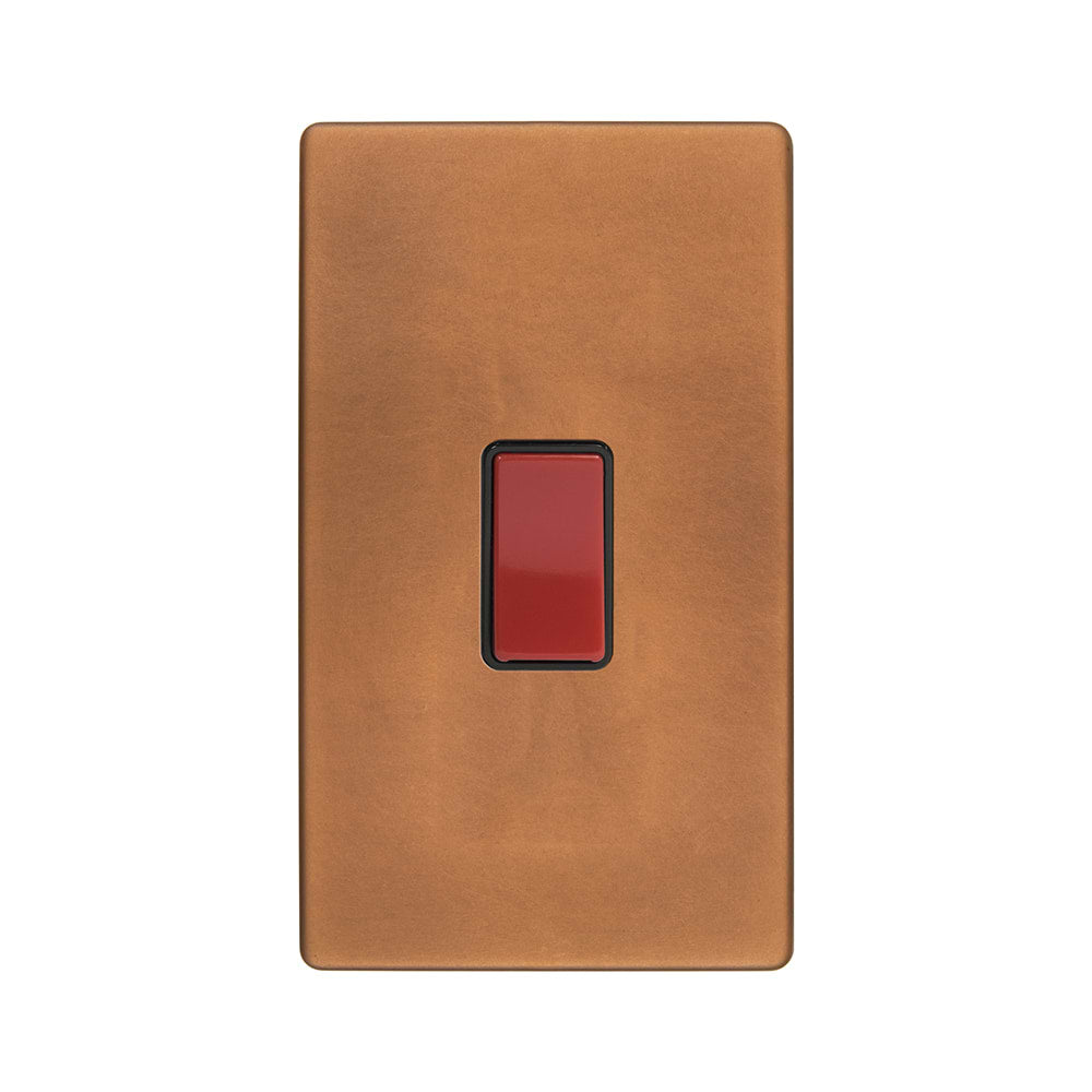The Chiswick Collection Antique Copper 45A 1 Gang Double Pole Switch, Large Plate