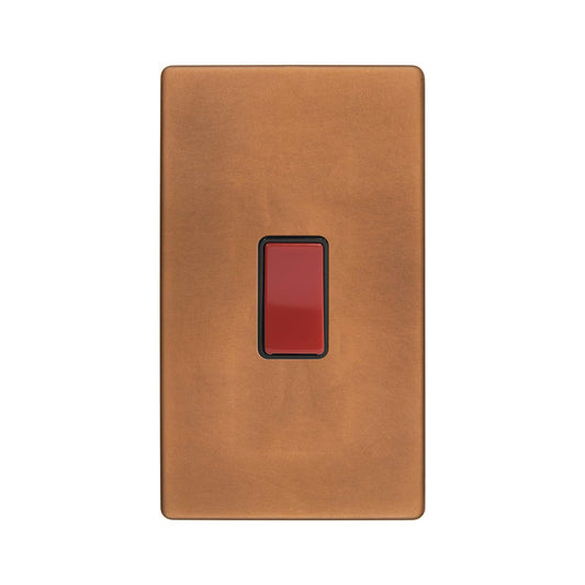 The Chiswick Collection Antique Copper 45A 1 Gang Double Pole Switch, Large Plate