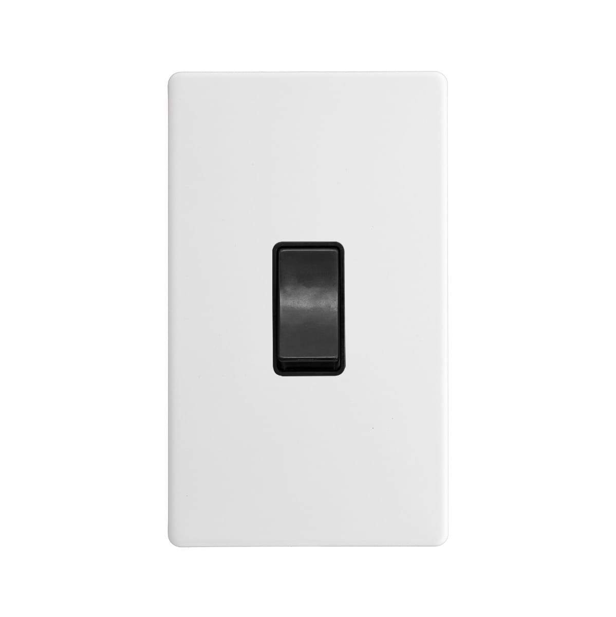 Soho Lighting Primed Paintable 45A 1 Gang Double Pole Switch Double Plate with Matt Black Switch