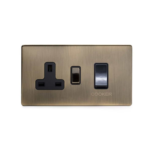The Charterhouse Collection 45A Cooker Control Unit Blk Ins Screwless Antique Brass