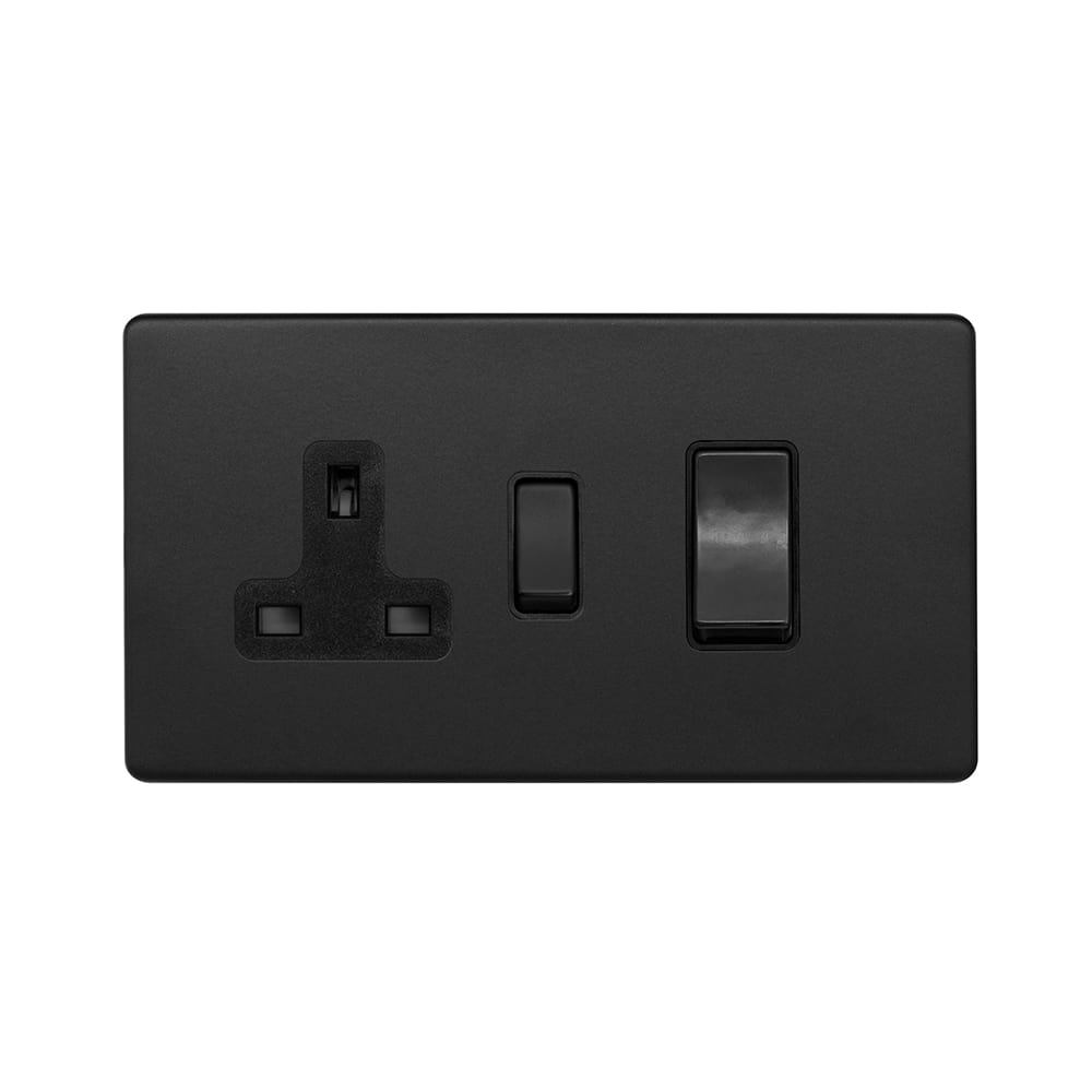 The Camden Collection Matt Black 45A Cooker Control Unit Insert Screwless