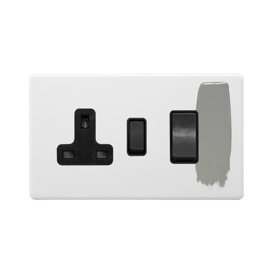 Soho Lighting Primed Paintable 45A Cooker Control Unit with Matt Black Switch