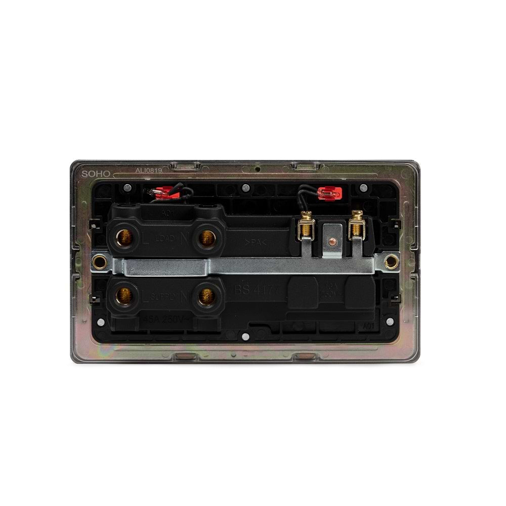 The Lombard Collection Brushed Chrome 45A Cooker Control Unit With Neon Blk Ins Screwless