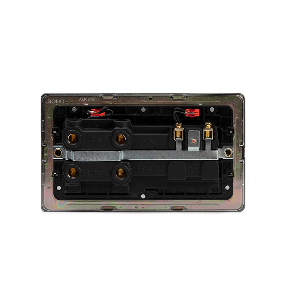 The Connaught Collection Black Nickel 45A Cooker Control Unit With Neon Blk Ins Screwless