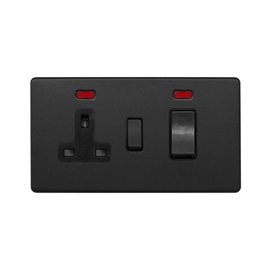 The Camden Collection Matt Black 45A Cooker Control Unit & Neon Screwless