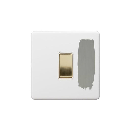 Soho Lighting Primed Paintable 1 Gang Light Switch 2 Way 10A with Brushed Brass Switch with White Insert
