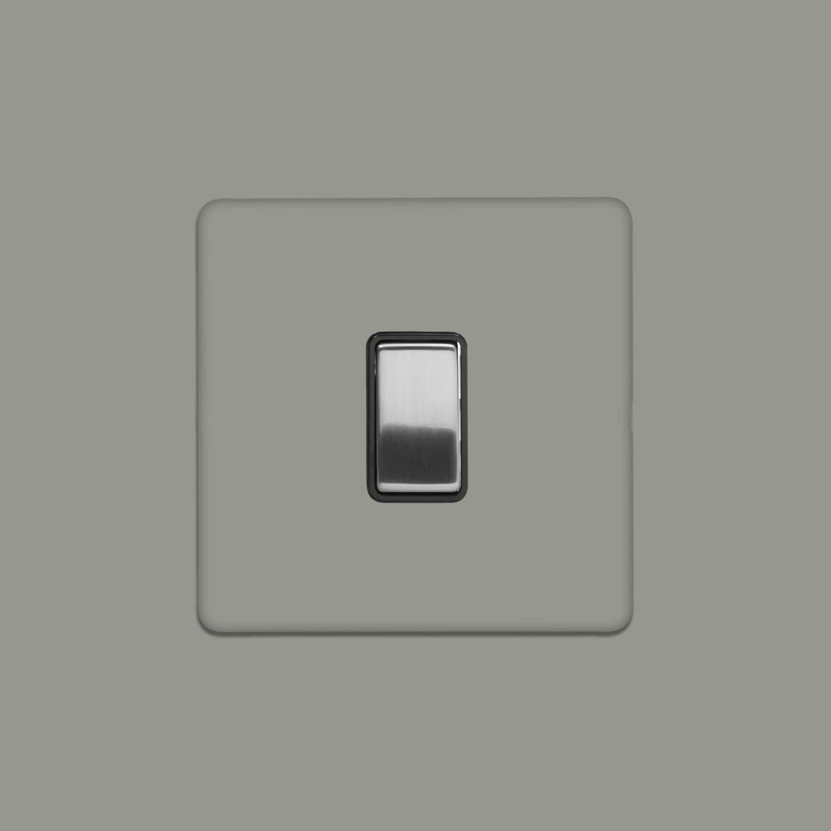 Soho Lighting Primed Paintable 1 Gang Light Switch 2 Way 10A with Brushed Chrome Switch and Black Insert