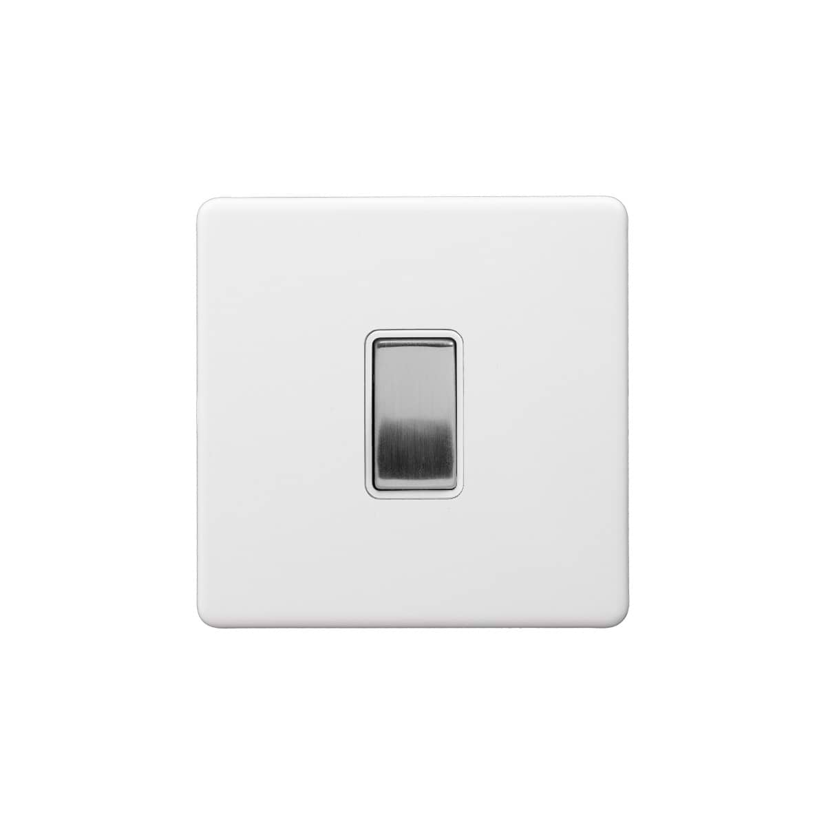 Soho Lighting Primed Paintable 1 Gang Light Switch 2 Way 10A with Brushed Chrome Switch and White Insert