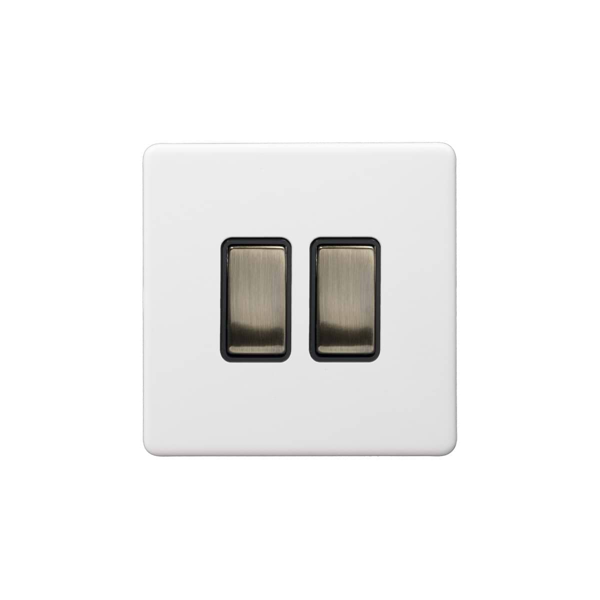 Soho Lighting Primed Paintable 2 Gang Light Switch 2-Way 10A with Antique Brass Switch
