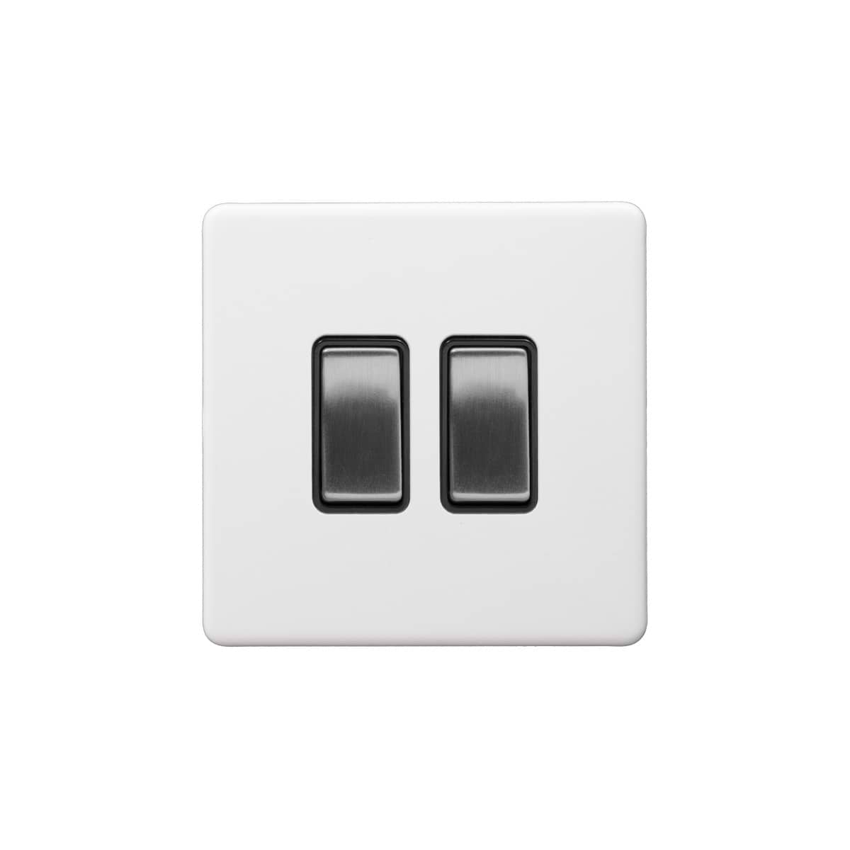 Soho Lighting Primed Paintable 2 Gang Light Switch 2-Way 10A with Brushed Chrome Switch and Black Insert