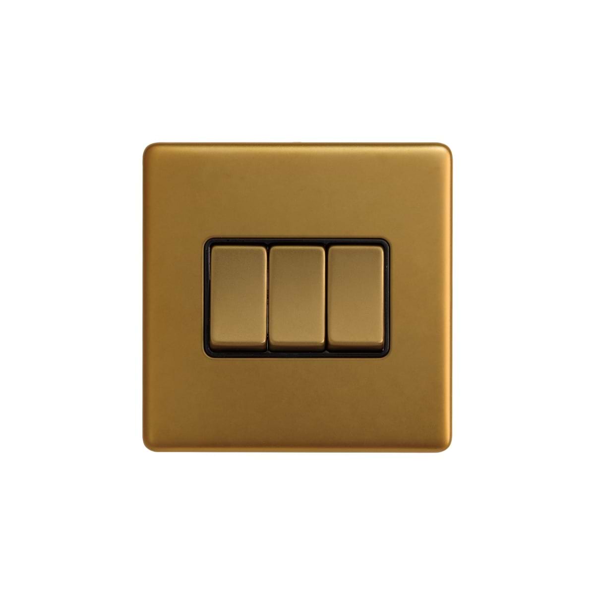 The Sloane Collection Antique Gold 10A 3 Gang 2 Way Switch