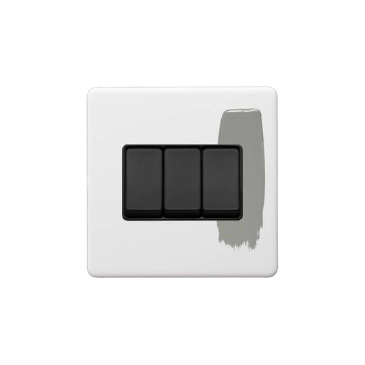 Soho Lighting Primed Paintable 3 Gang 2 Way 10A Light Switch with Matt Black Switch
