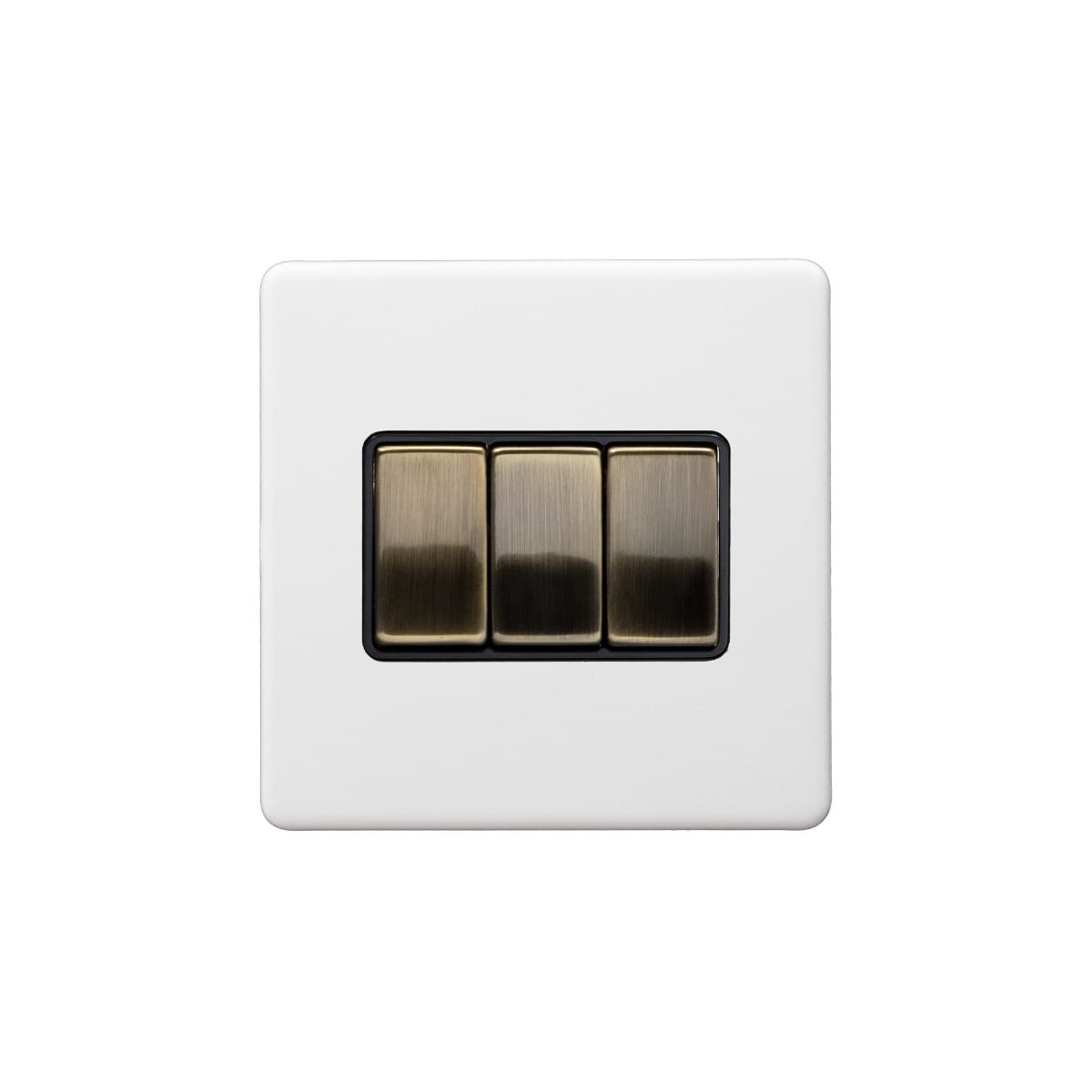Soho Lighting Primed Paintable 3 Gang 2 Way 10A Light Switch with Antique Brass Switch