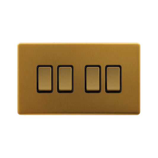 The Sloane Collection Antique Gold 10A 4 Gang 2 Way Switch