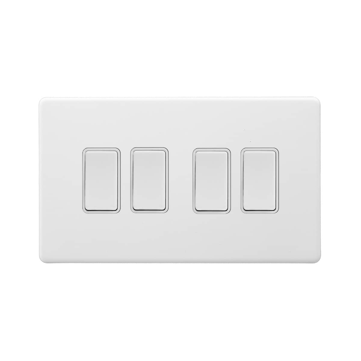 Soho Lighting Primed Paintable 4 Gang 2 Way 10A Light Switch with White Switch