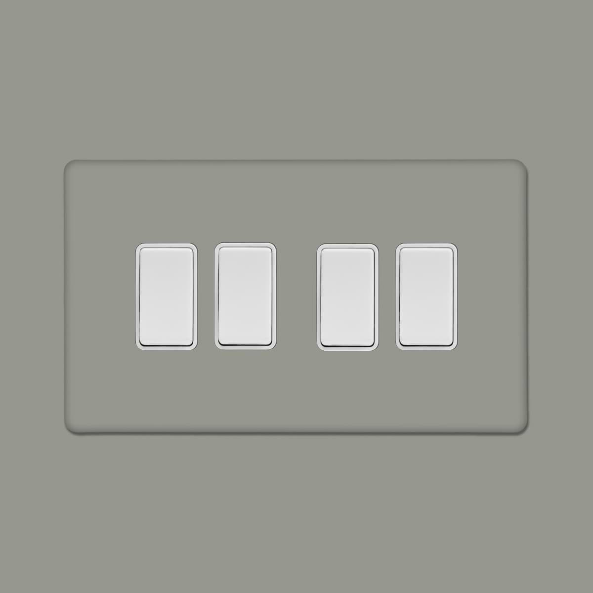 Soho Lighting Primed Paintable 4 Gang 2 Way 10A Light Switch with White Switch