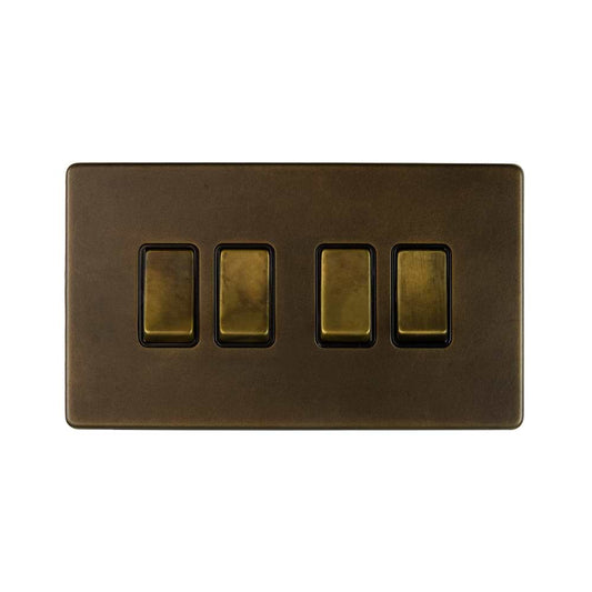 The Westminster Collection Vintage Brass 10A 4 Gang 2 Way Switch