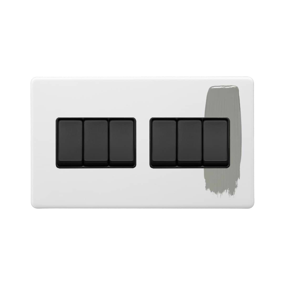 Soho Lighting Primed Paintable 6 Gang 2 Way 10A Light Switch with Matt Black Switch