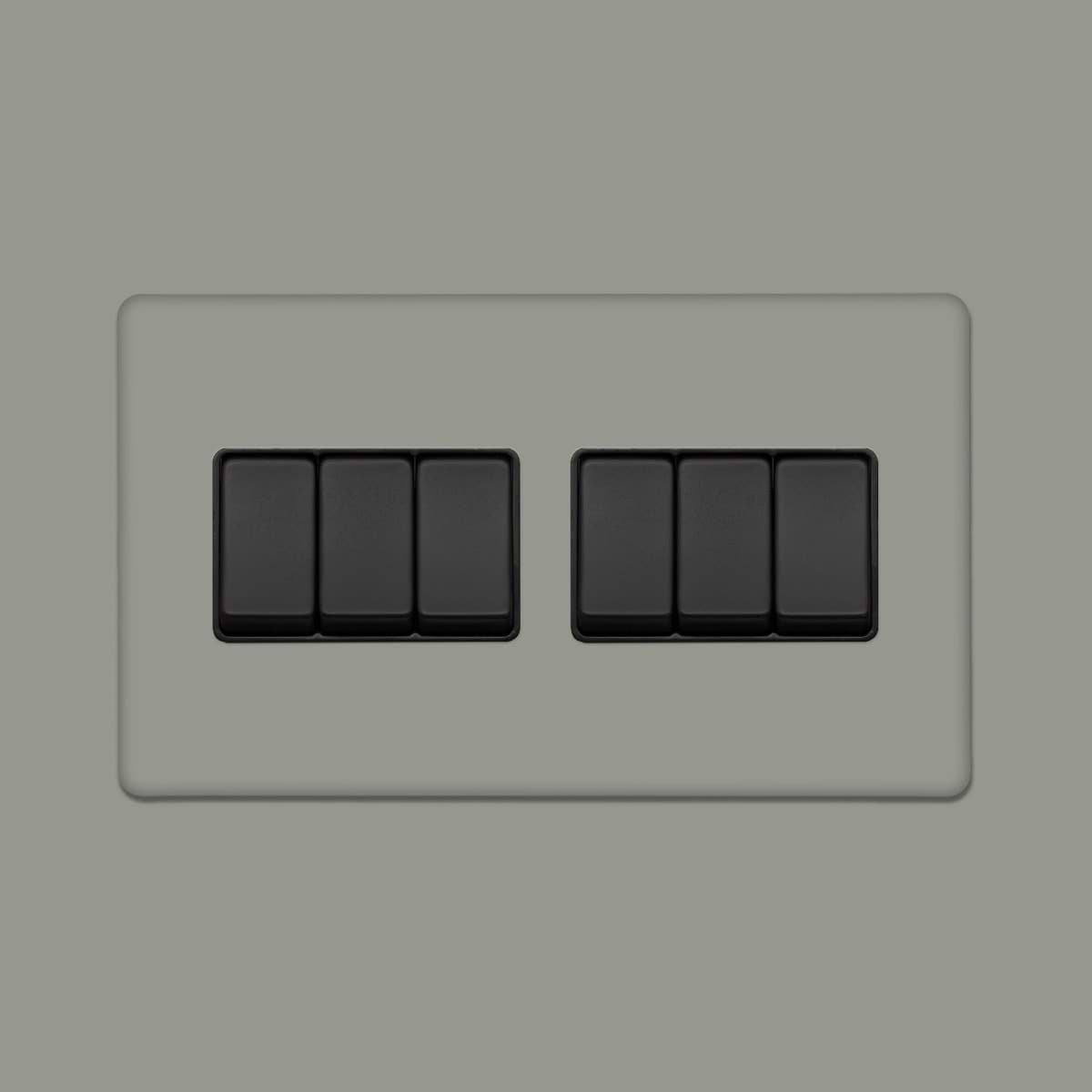 Soho Lighting Primed Paintable 6 Gang 2 Way 10A Light Switch with Matt Black Switch