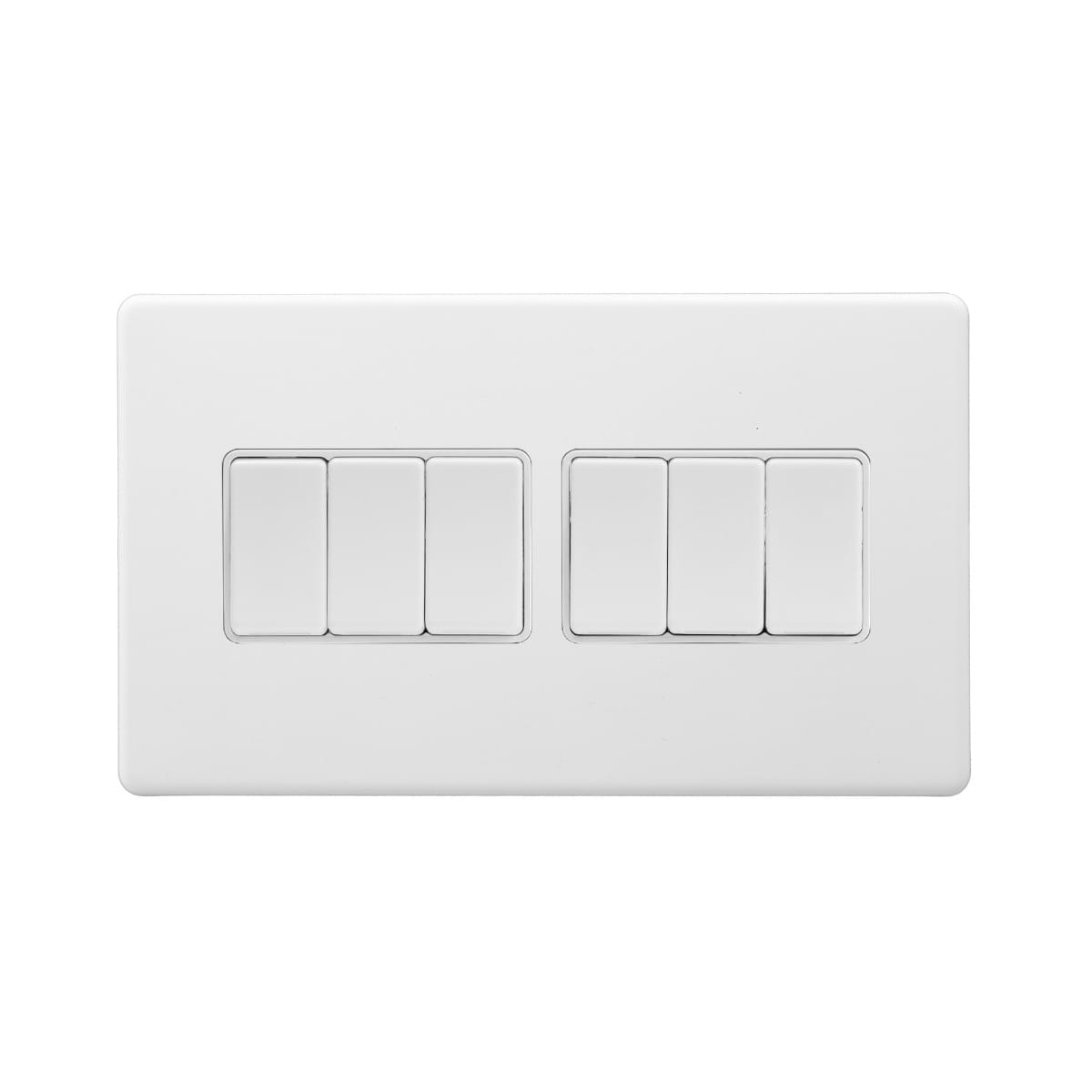 Soho Lighting Primed Paintable 6 Gang 2 Way 10A Light Switch with White Switch