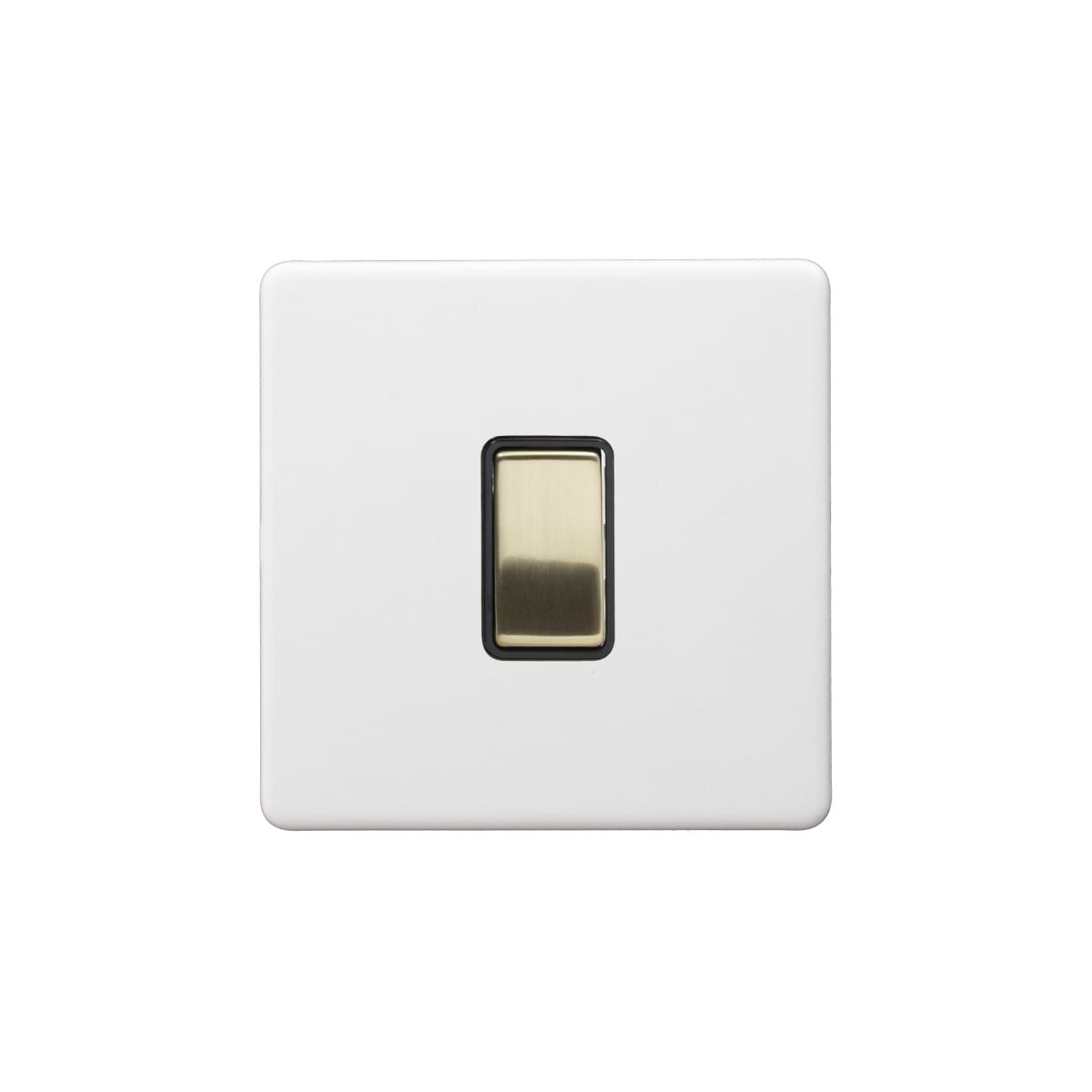 Soho Lighting Primed Paintable 1 Gang Intermediate Switch 10A with Brushed Brass Switch with Black Insert