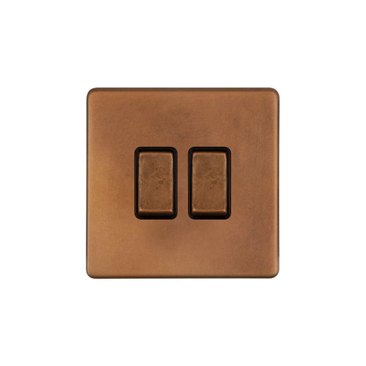 The Chiswick Collection Antique Copper 10A 2 Gang Intermediate Switch