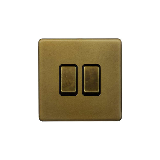 The Belgravia Collection Old Brass 10A 2 Gang Intermediate Switch