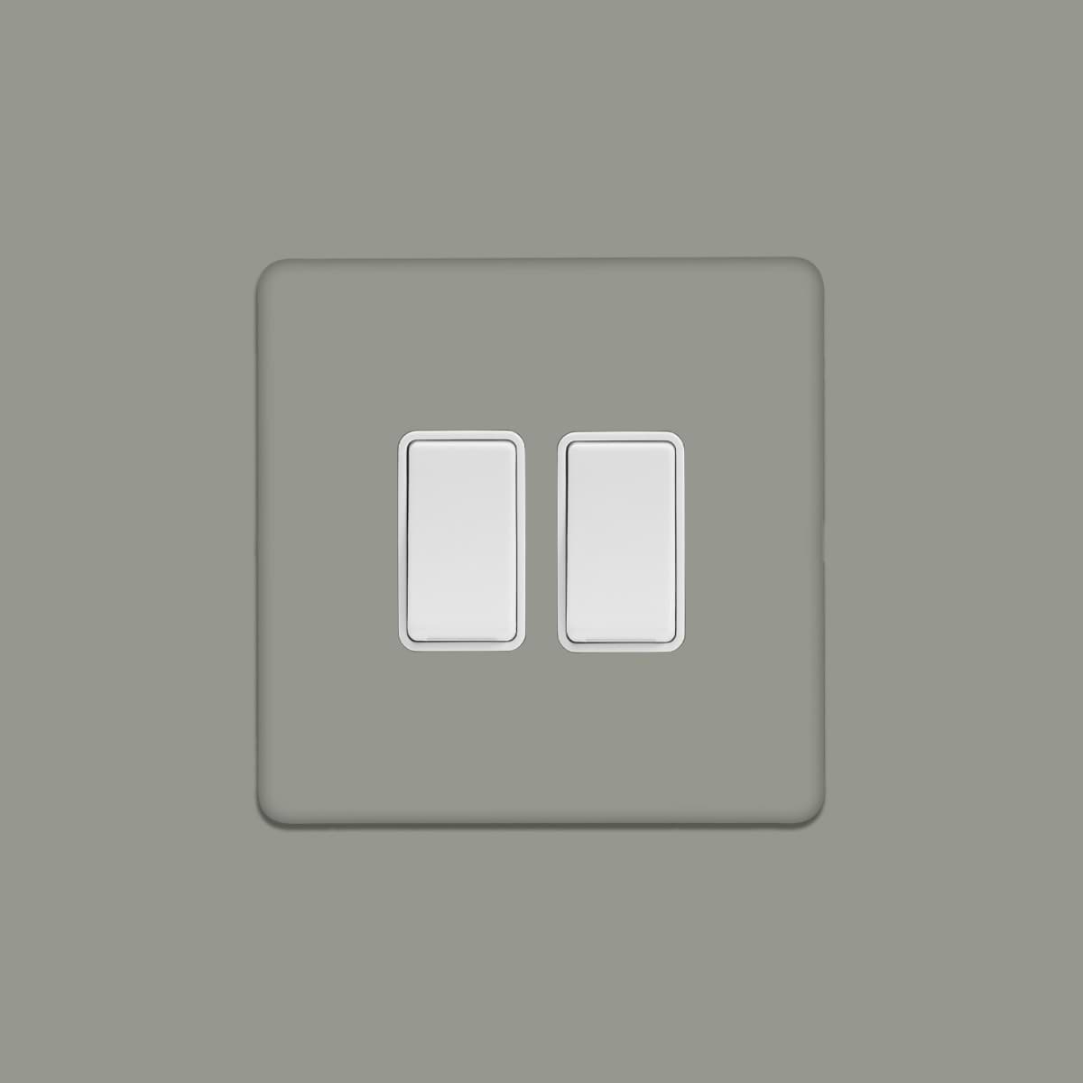 Soho Lighting Primed Paintable 2 Gang Intermediate Switch 10A with White Switch