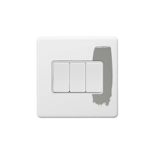 Soho Lighting Primed Paintable 3 Gang Intermediate switch with White Switch