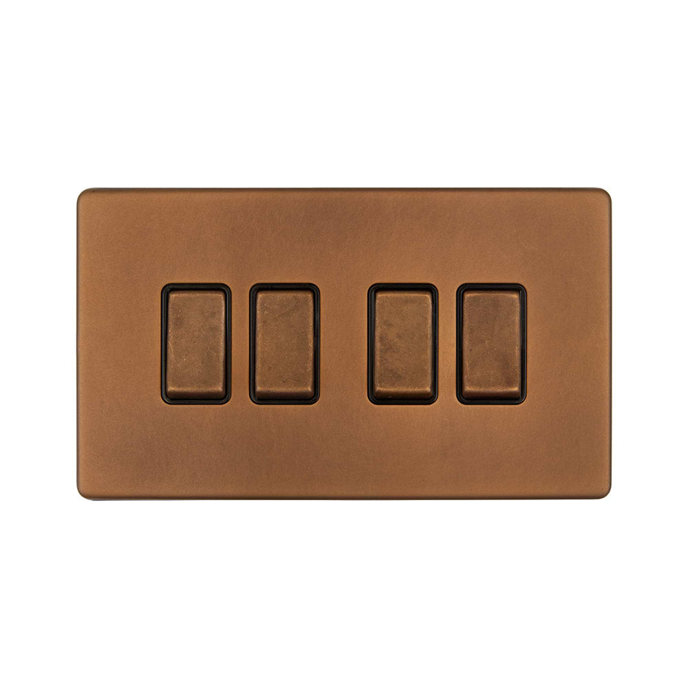 The Chiswick Collection Antique Copper 10A 4 Gang Intermediate switch