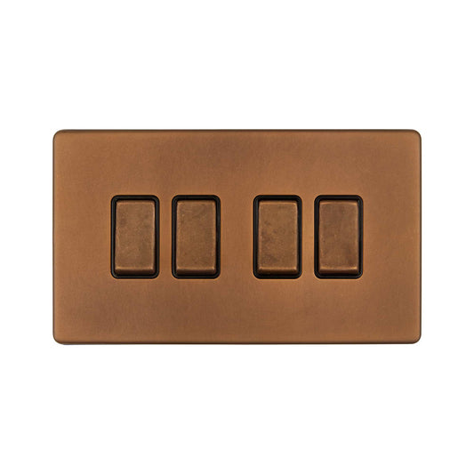 The Chiswick Collection Antique Copper 10A 4 Gang Intermediate switch
