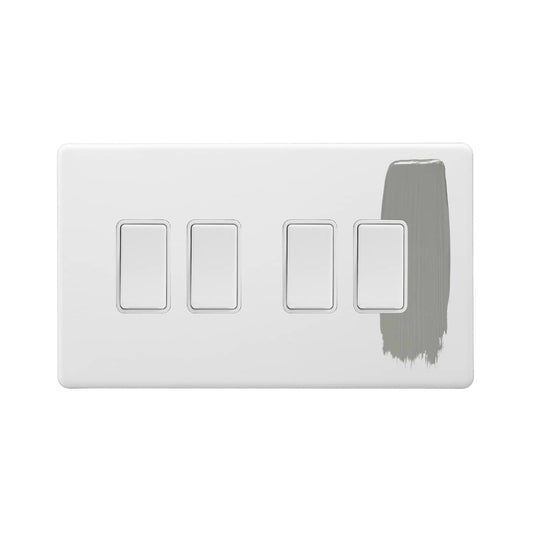 Soho Lighting Primed Paintable 4 Gang Intermediate switch with White Switch