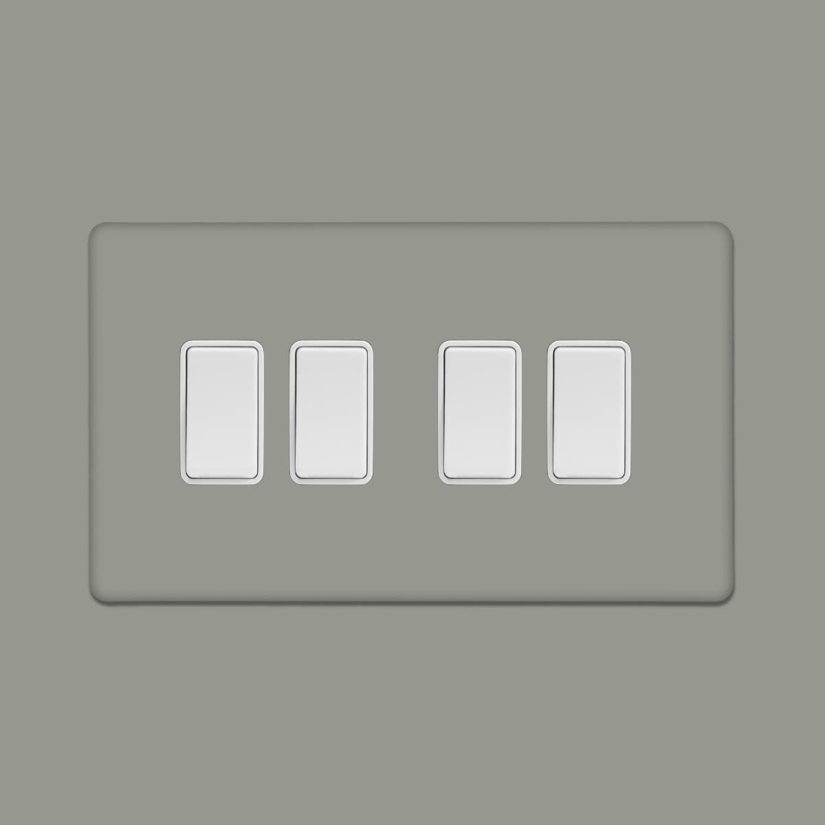 Soho Lighting Primed Paintable 4 Gang Intermediate switch with White Switch