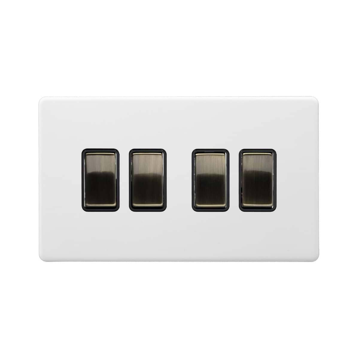 Soho Lighting Primed Paintable 4 Gang Intermediate switch with Antique Brass Switch