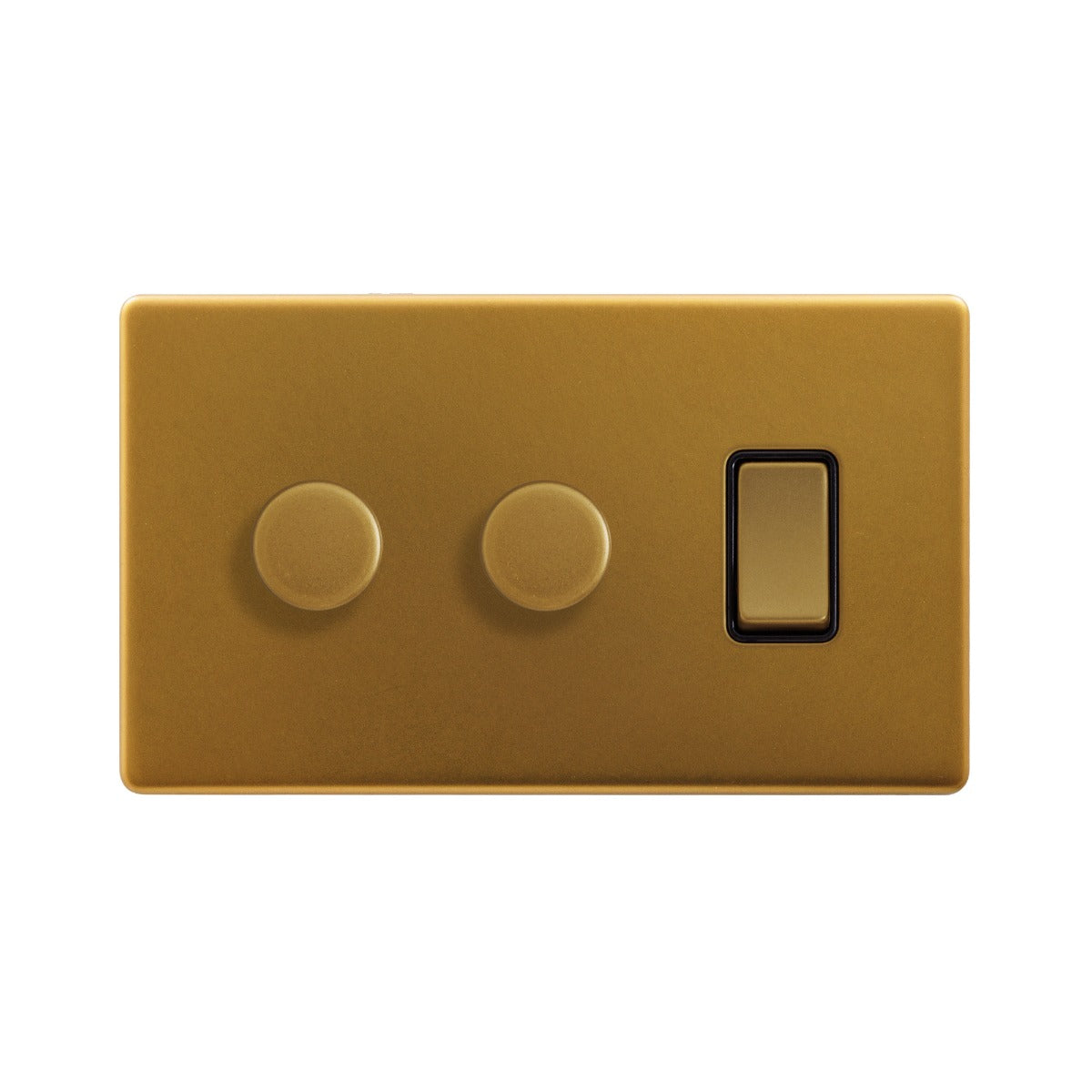 The Sloane Collection Antique Gold 3 Gang Dimmer and Rocker Switch Combo (2 x 2-Way Intelligent Dimmer & 1 x 2-Way Switch)