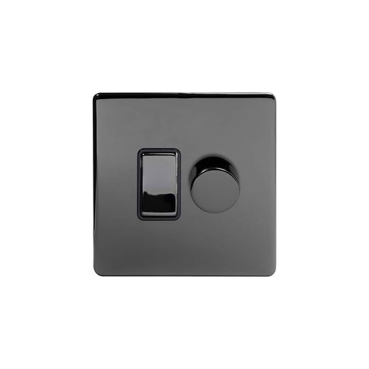 The Connaught Collection Black Nickel Dimmer and Rocker Switch Combo (2-Way Switch & 2-Way Intelligent Dimmer)