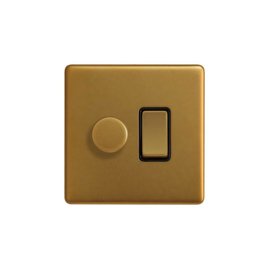 The Sloane Collection Antique Gold Dimmer and Rocker Switch Combo (2- Way Switch & 2-Way Intelligent Dimmer)