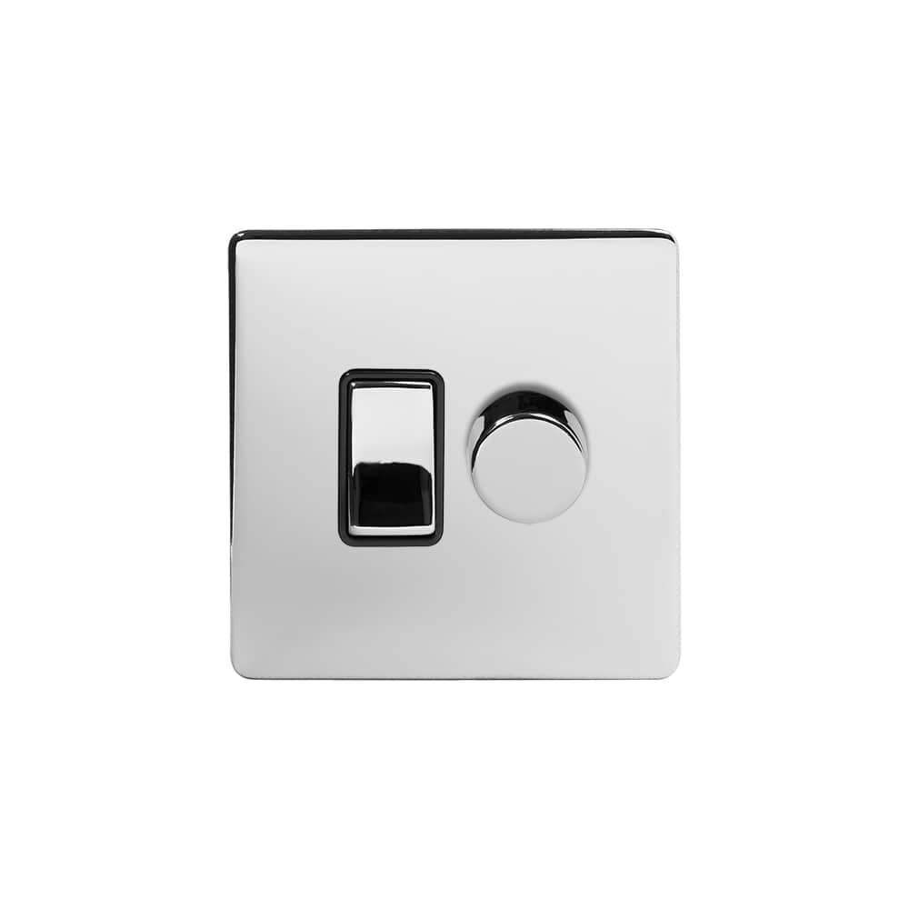 The Finsbury Collection Polished Chrome dimmer and rocker switch combo (2-Way Switch & 2-Way Intelligent Dimmer)