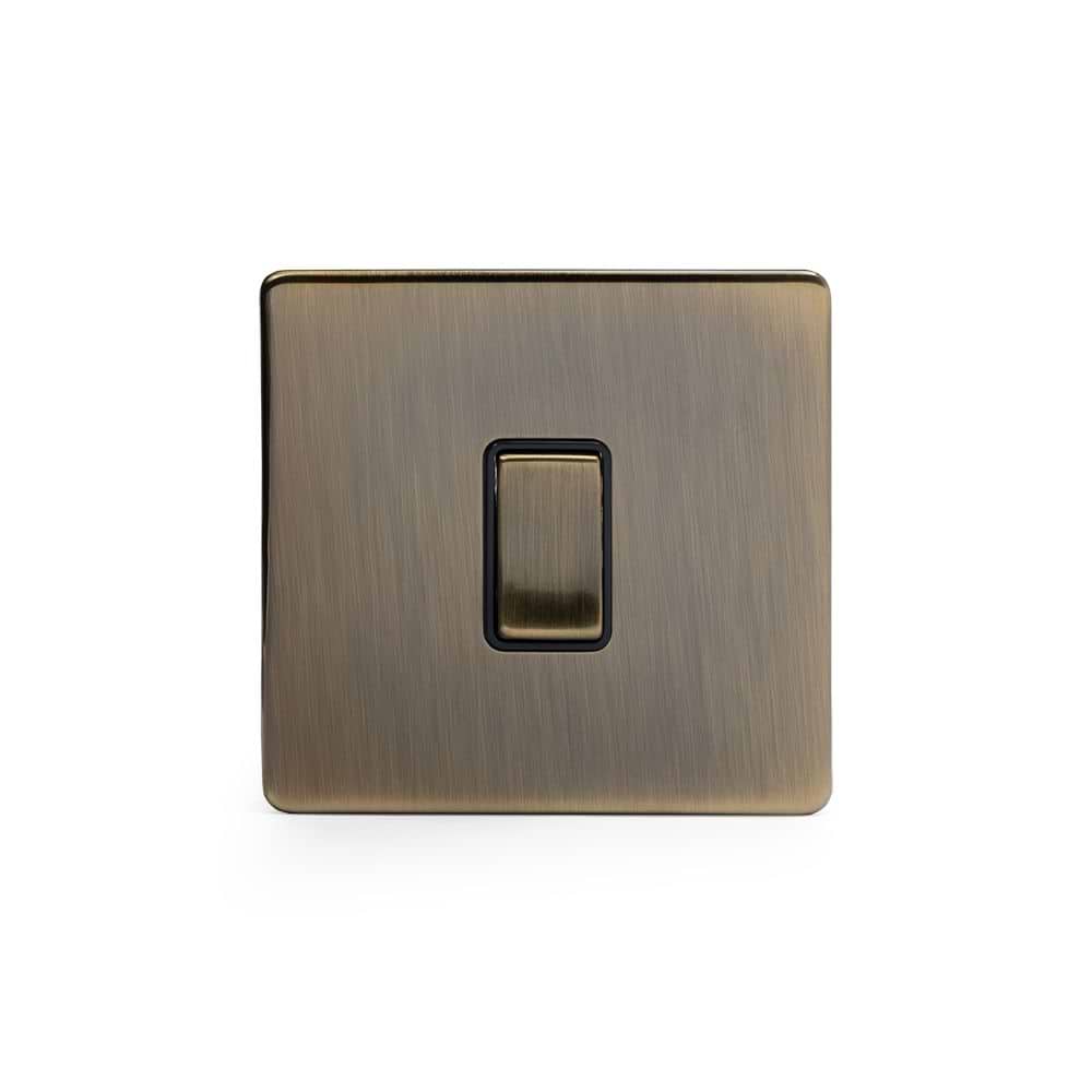 The Charterhouse Collection 1 Gang Retractive Switch Blk Ins Screwless Antique Brass