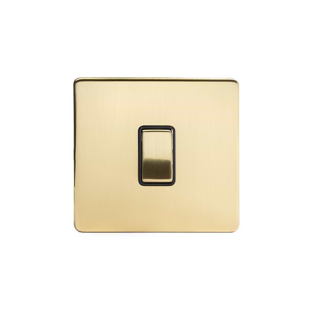 The Savoy Collection Brushed Brass 1 Gang Retractive Switch Blk Ins Screwless