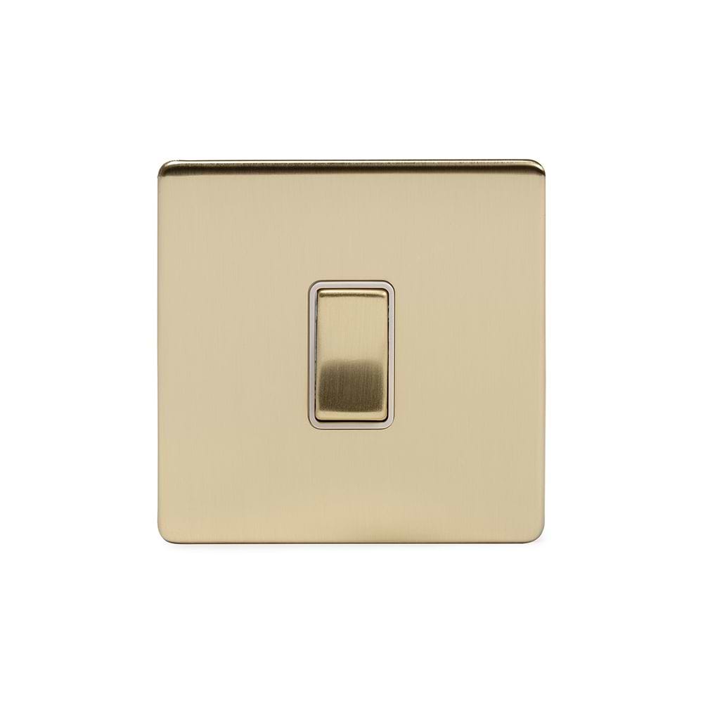 The Savoy Collection Brushed Brass 1 Gang Retractive Switch Wht Ins Screwless