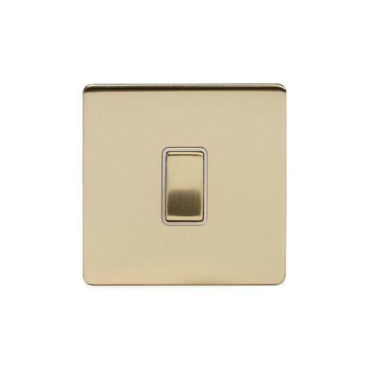 The Savoy Collection Brushed Brass 1 Gang Retractive Switch Wht Ins Screwless