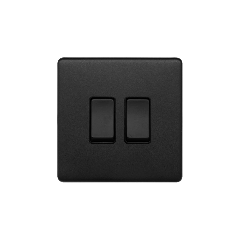 The Camden Collection Matt Black 2 Gang Retractive Switch Blk Ins Screwless