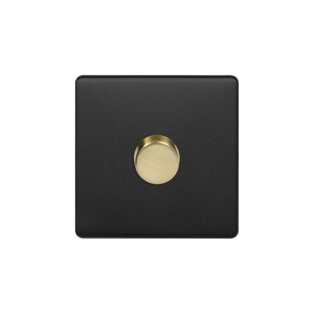 Soho Lighting Matt Black & Brushed Brass 1 Gang 400W LED Dimmer Switch