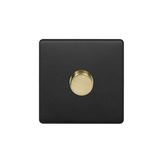 Soho Lighting Matt Black & Brushed Brass 1 Gang 400W LED Dimmer Switch