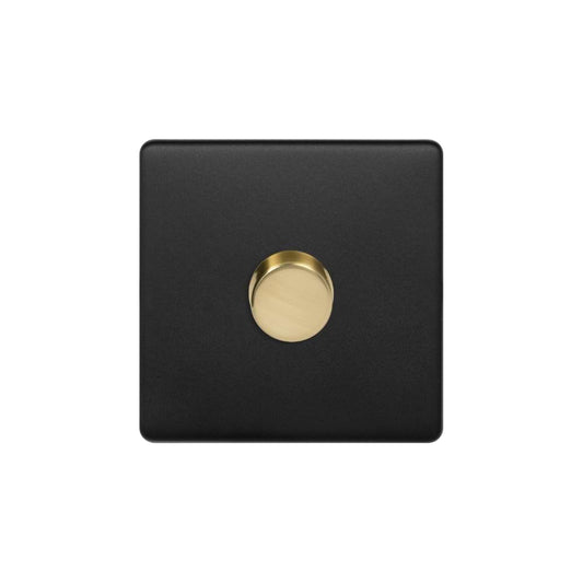 Soho Lighting Matt Black & Brushed Brass 1 Gang 1000W DC1-10V Dimmer Switch