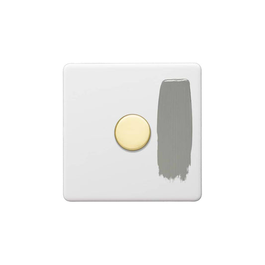 Soho Lighting Primed Paintable 1 Gang 2 -Way Intelligent Dimmer 150W LED (300w Halogen/Incandescent) with Brushed Brass Switch