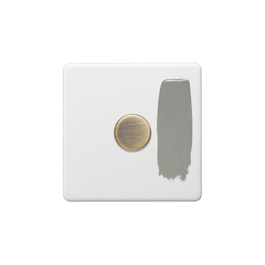 Soho Lighting Primed Paintable 1 Gang 2 -Way Intelligent Dimmer 150W LED (300w Halogen/Incandescent) with Antique Brass Switch